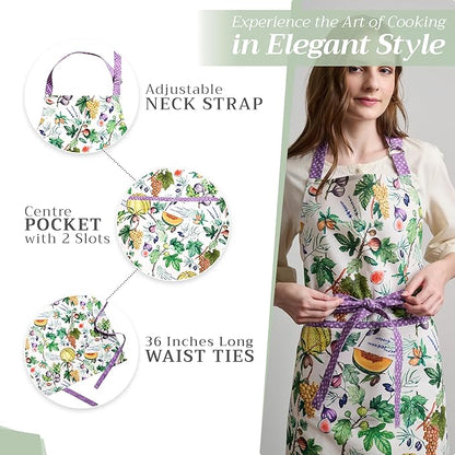 Maison d' Hermine 100% Cotton Apron for women with Pocket Kitchen Chef Apron for Men Cooking Mothers Day Gifts