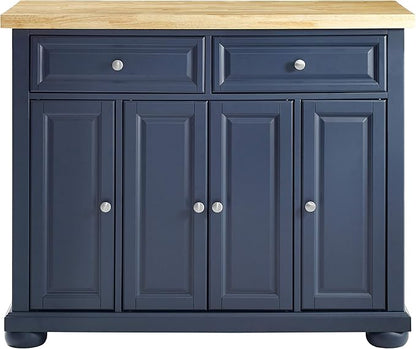 Crosley Furniture Madison Madison Kitchen Island, Microwave Stand, Coffee Bar, with Storage Shelves and Drawers, Navy