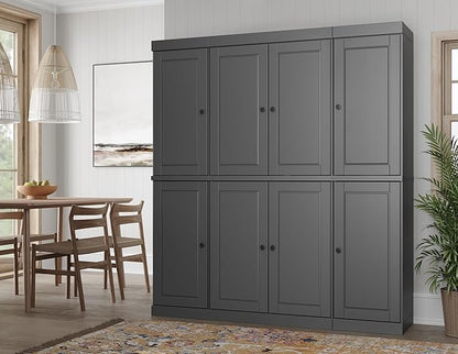 Palace Imports Solid Wood Pantry Cabinet - 71.5" Tall, 65" Wide Freestanding Cupboard Storage with 2-Drawer Kit & Adjustable Shelves – Gray, Renewable Eco-Friendly 100% Wood, Made in Brazil