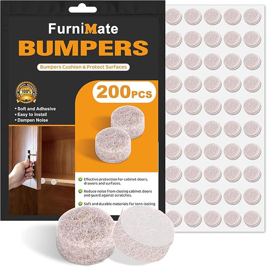 Felt Cabinet Door Bumpers-Small Felt Pads for Cabinet Doors, 3/8" Diameter 200PCS, 3mm Thick Self Adhesive Beige