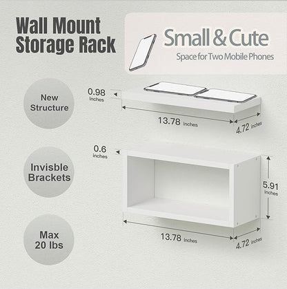 RICHER HOUSE Floating Shelves Bathroom, White Floating Shelves for Wall, Above Toilet Bathroom Shelves, Wall Mounted Hanging Shelves for Bedroom, Kitchen, Living Room Decor - White