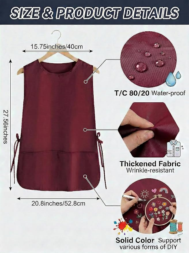 TFTAFAN Cobbler Apron Unisex Waterproof Apron with 2 Deep Pockets Art Smock for Painting Cleaning Artiest Apron work kitchen