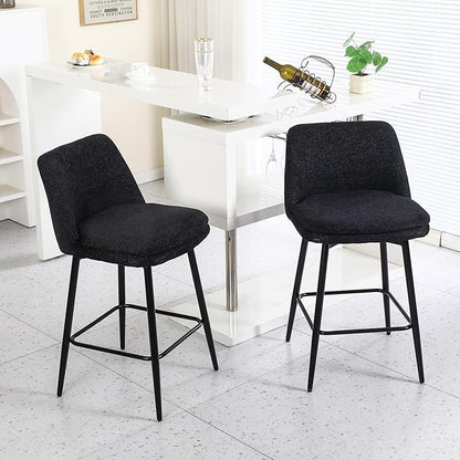 Modern Dining Chairs,Set of 2,Sturdy and Stylish,Simple Natural Design,Swivel Bar Stools with Back,Versatile Use in Kitchen Island Pub,Applicable to Front Porch,Garden,Patio,Reception Room,Black-Line