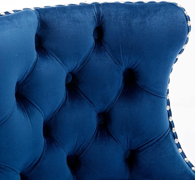Modern Dining Chairs,Adjusatble Seat Height from Swivel Velvet Barstools,Comfortable Tufted Upholstered Chair with Backs,Stylish American Design Style for Home Pub Island,Reception Room,Blue-Velvet