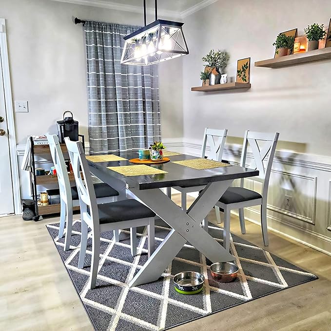 5-Light Pendant Lights Fixture, Farmhouse Chandeliers for Dining Room, Rustic Island Lights for Kitchen, Rectangular Chandelier Rustic Farmhouse Light Fxiture