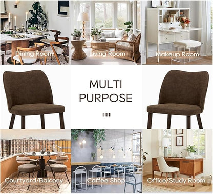 COLAMY Upholstered Dining Chairs Set of 6, Modern PU Leather Dining Room Kitchen Side Chair with Padded Seat and Wood Legs Restaurant/Cafe, Dark Brown