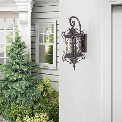 Outdoor Wall Light Fixtures, IP55 Waterproof Outside Wall Lantern Retro Exterior Wall Sconces Vintage Wall-Mounted Lights for Garage House Porch Doorway, E26 w/o Bulb