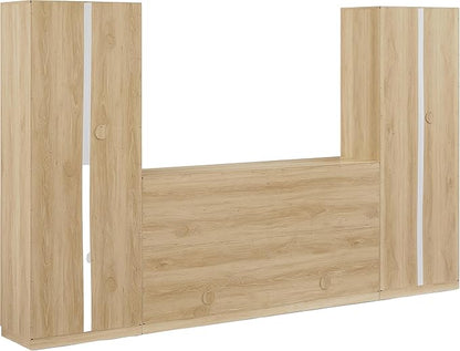 Crosley Furniture Isla 3-Piece Modern Sideboard Buffet Cabinet and Kitchen Storage Pantry Set, Ash