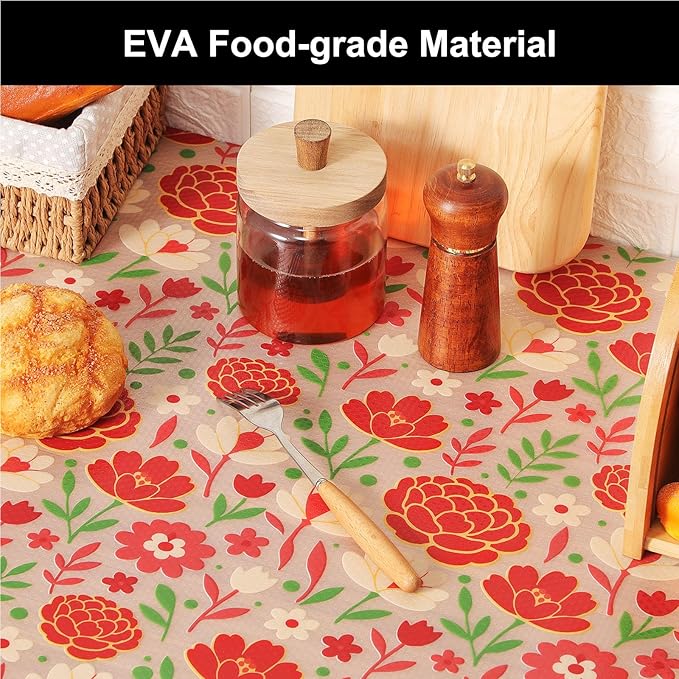 Cooyes Shelf Liner – Premium Non-Adhesive Cabinet & Drawer Liner for Kitchen – Waterproof Shelf Paper with Modern Pattern – Durable EVA Cabinet Mat – Easy to Cut （17.5" W x 360" L）