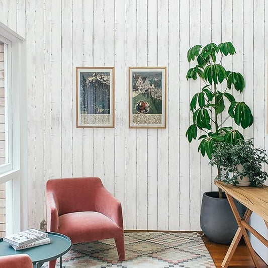 Abyssaly Shiplap Peel and Stick Wallpaper 394" X 11.8" Self-Adhesive Removable Decorative Wall Covering Vintage Wood Panel Interior Film for Home Decoration