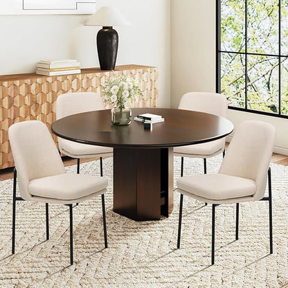 COLAMY Dining Chairs Set of 2, Modern Dining Chairs, Fabric Upholstered Dining Chairs, Kitchen Chairs with Curved Back and Metal Legs for Dining Room Kitchen Restaurant, Beige