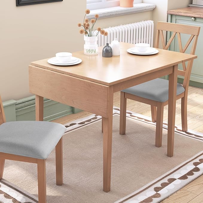 Ball & Cast 2945" Extendable Modern Farmhouse Dining Room Table, Wooden Folding Table with Drop Leaf & Wood Legs, Space-Saving Foldable Dinner Table for Small Place, Natural