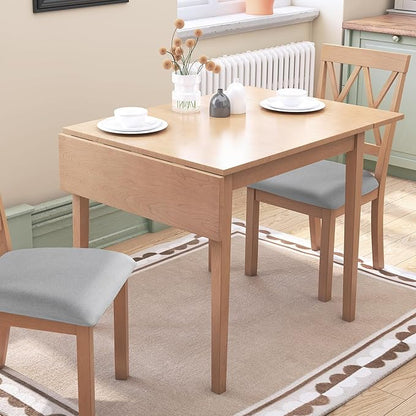 Ball & Cast 2945" Extendable Modern Farmhouse Dining Room Table, Wooden Folding Table with Drop Leaf & Wood Legs, Space-Saving Foldable Dinner Table for Small Place, Natural