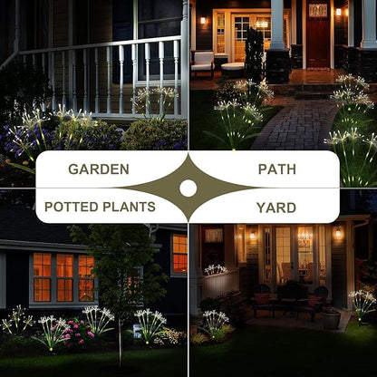 Solar Garden Lights Outdoor: Waterproof 6-Pack DIY Decorative Firework Lights with 2 Modes for Yard Patio Pathway Outside Fairy Decor - Mothers Day Gifts for Women Mom, Warm White