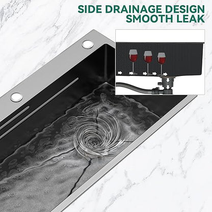 YITAHOME Drop In Kitchen Sink Workstation 30 Inch, Top mount Stainless Steel Nano Gunmetal Black Sink w/Glass Rinser, Cutting Board, Handmade Single Bowl Sink with Accessories 30 x 18 x 10in