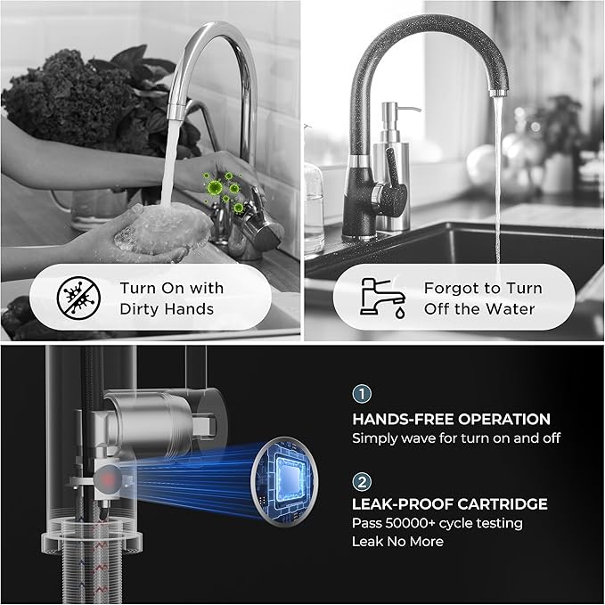 FORIOUS Touchless Kitchen Faucet with Soap Dispenser, Motion Sensor Activated Smart Sink Faucet with Pull Down Sprayer Single Handle Hands Free Contemporary for Bar & Prep Sinks, Brushed Nickel