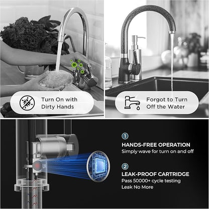 FORIOUS Touchless Kitchen Faucet with Soap Dispenser, Motion Sensor Activated Smart Sink Faucet with Pull Down Sprayer Single Handle Hands Free Contemporary for Bar & Prep Sinks, Brushed Nickel