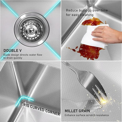 13 x 15 Undermount Bar Sink Workstation, 18 Gauge Stainless Steel Bar Small Sink - 9 Inches Deep Basin Single Bowl with Accessories