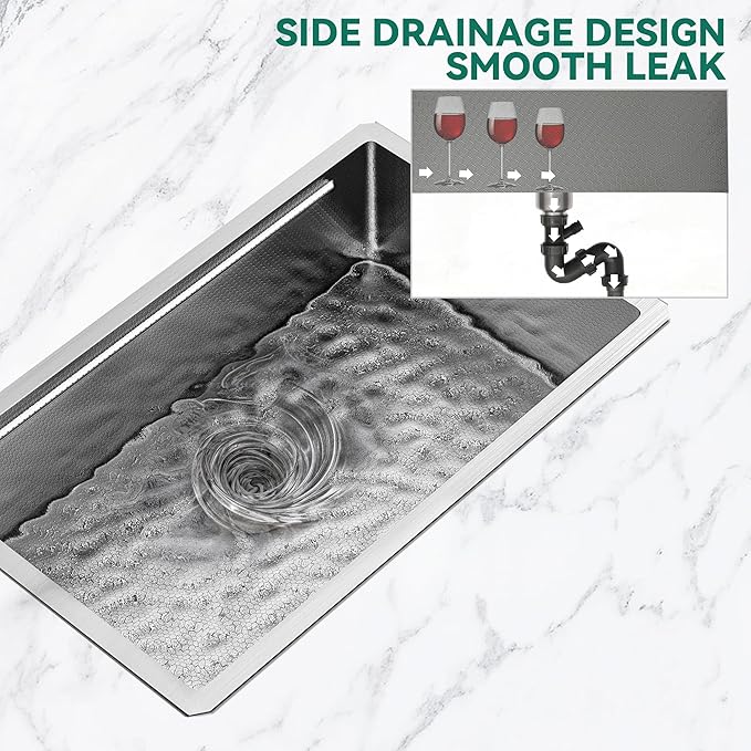 YITAHOME Kitchen Sink Undermount Workstation 32in, 304 Stainless Steel Single Bowl w/Ledge & Accessories, Honeycomb Surface Design, RV, Modern Bar Sink 32x19x10in, Silver