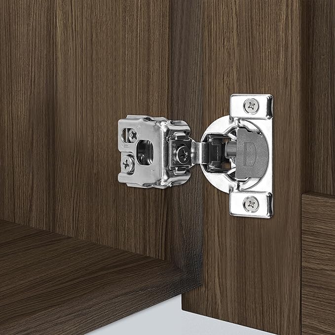 1 Inch Overlay Soft Close Cabinet Hinges, 2 Pack Slow Soft Close Hinges for Kitchen Cabinets Satin Nickel Hidden Self Closing Kitchen Cabinet Hinges for Cupboard, Silver