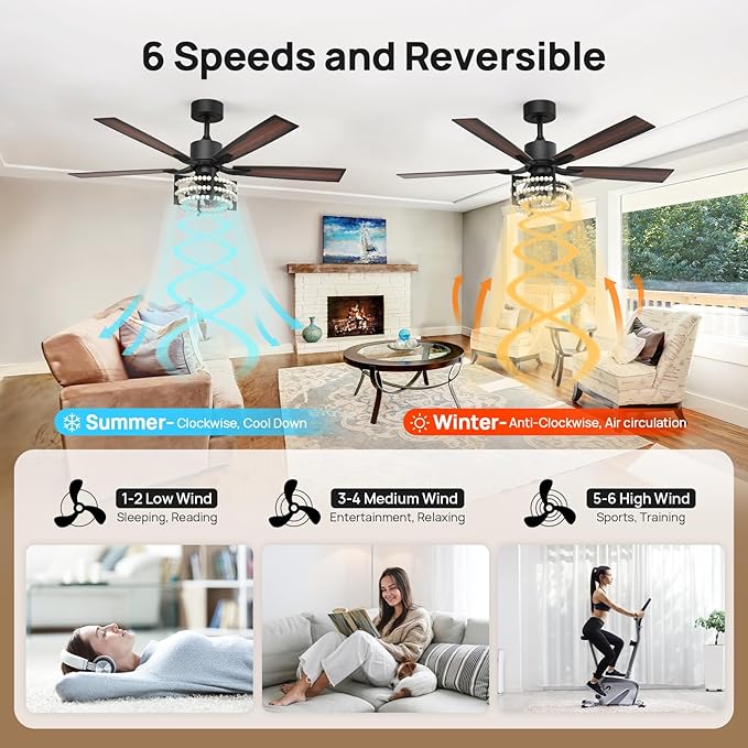Consciot Boho Ceiling Fans with Lights Remote 52 Inch, Farmhouse Caged Ceiling Fan, 5 Double Finish Wood Blades, Reversible DC Motor, Rustic Ceiling Fan for Living Rooms, Bedrooms, Porch, Boho Decor