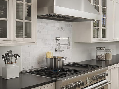 Pfister Lita Pot Filler Kitchen Faucet, 2-Handle, Wall Mounted, Single Hole, Polished Chrome Finish, GT533PFC