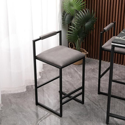 Set of 2 Counter Height Barstools Kitchen Island Stools with Back Modern Armless Metal Legs & PU Upholstered Chairs,for Living Room