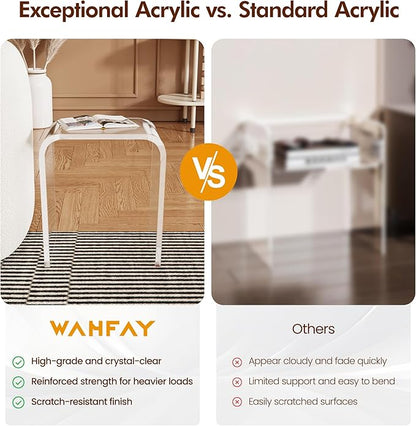 WAHFAY Acrylic End Table Set of 2, Clear Lucite Coffee Table,Contemporary Square Nightstand and Side Table for Living Room, Bathroom, Bedroom and Office