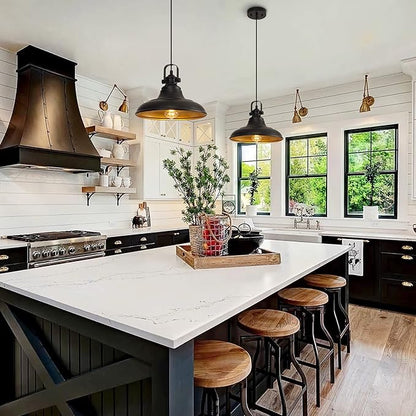 Black Pendant Lighting for Kitchen Island,Matte Blacks Farmhouse Pendant Lights Kitchen Island,Hanging Lighting Fixtures for Kitchens Dinning Room Bedroom Hallway,1 Pack