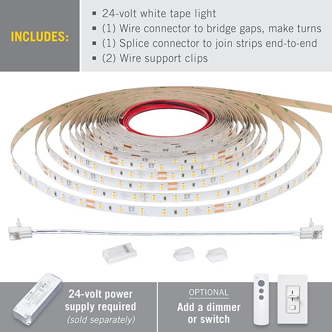 Armacost Lighting RibbonFlex Pro 24V White LED Strip Lights 60 LED/m, 5000K, 8.2 ft 165215