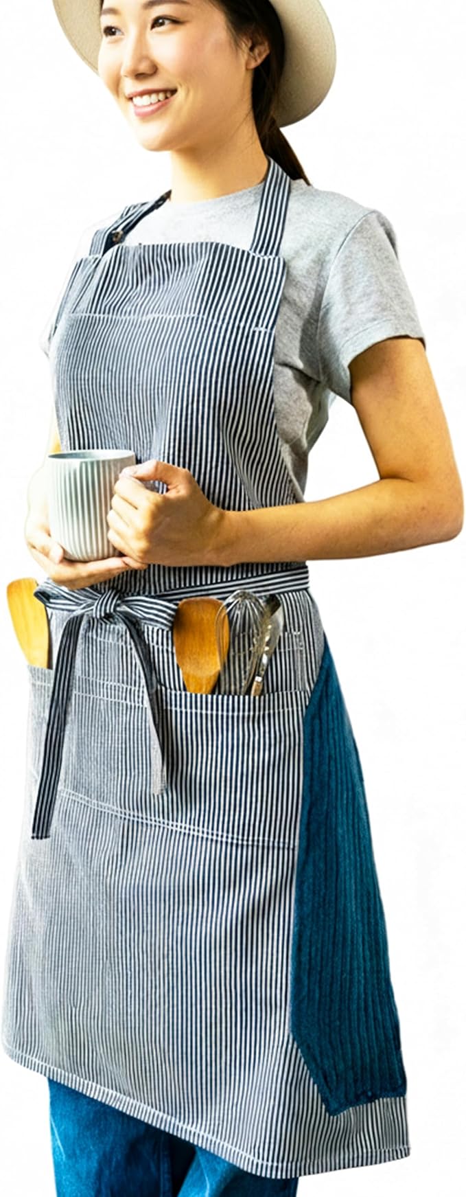 100% Cotton Kitchen Apron with 2 Pockets – Adjustable Chef Apron for Cooking Baking BBQ – Unisex Apron