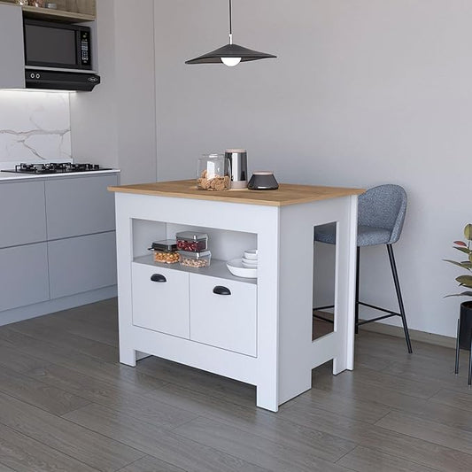 GOWE White 2-Door Kitchen Island