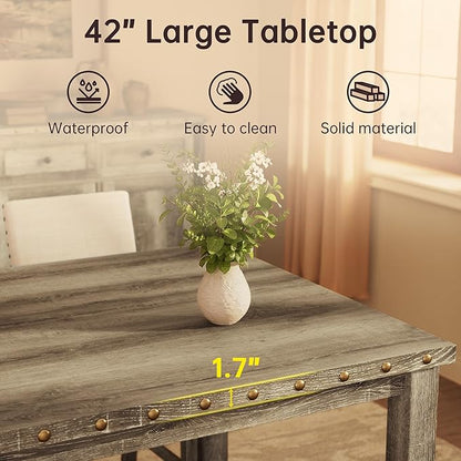 Counter Height Dining Table Set for 4,Farmhouse Dining Table Set for 4,Square Bar Kitchen Dining Table with 4 Bar Stools,High Dining Table and Chairs for Dining Room, Kitchen