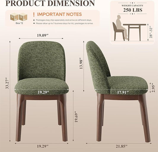 MALOL Wooden Dining Chairs Set of 4, Upholstered Kitchen & Dining Room Chairs with Thickened Wooden Legs, Farmhouse Side Chairs, Green