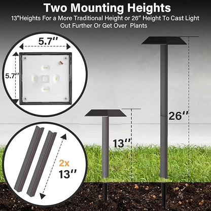 Super Bright 300 Lumens Solar Pathway Lights Outdoor, 2 Lighting Color Modes Warm White & Daylight, Waterproof Landscape LED Lighting for Walkway, Garden, Driveway, Yard – Easy Installation (4 Pack)