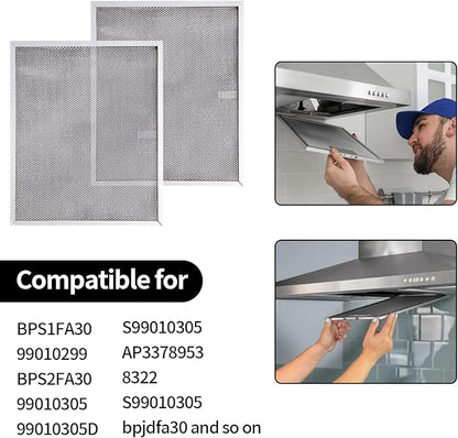 BPS1FA30 Range Hood Filter Replacement for 30-Inch Broan Nutone QS1 WS1, Allure Grease Filter, Replaces 99010299,S99010305,AP3378953 Range Hood Filters 11-3/4" X 14-1/4" X 3/8" Aluminum (4 Pack)