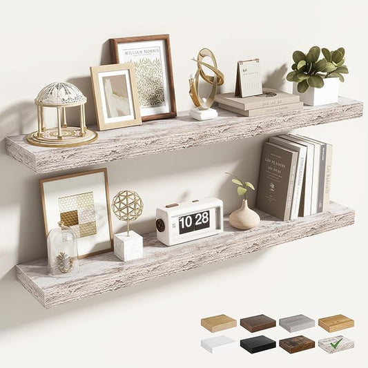 Acovy 36 Inch Floating Shelves for Wall 2 Pack, 36" Wall Shelves for Books, Storage, Decor, Wall Mounted Floating Shelf with Invisible Brackets for Kitchen, Living Room, Rustic