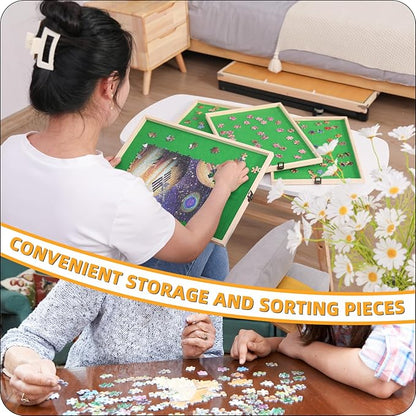 Puzzle Table with 4 Drawers & Legs & Cover 1500 Piece Foldable Adjustable Jigsaw Table with Wheels Wooden Portable No Assembly Puzzle Tables for Adults and Seniors Gifts