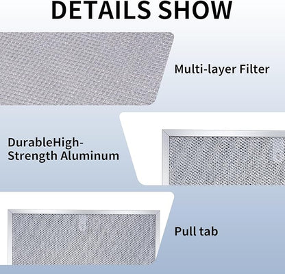BPS1FA30 Range Hood Grease Filter Replacement, NuTone - Fit 11-3/4" x 14-1/4" x 3/8" - Replaces 99010299, 99010305, BPS2FA30, AP3378953 Compatible with QS1, QS2, WS1 Models 2 Pack