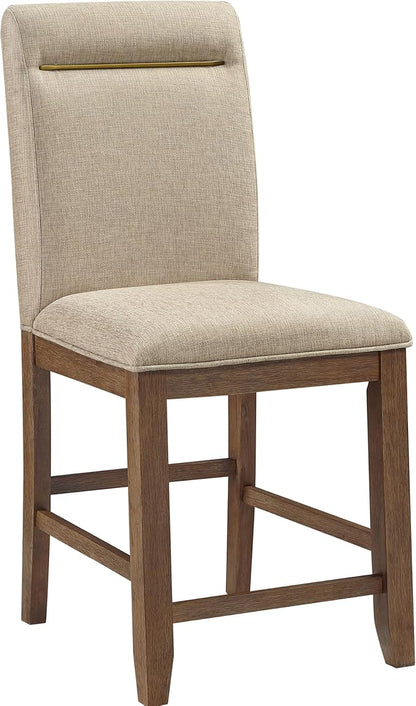 Steve Silver Furniture Garland Counter Chairs, Set of 2 Chairs, 24-Inch Seat Height, 100% Polyester Fabric, 300lb Capacity, Kitchen Island, Dining Room, 23.5" L x 20" W x 47.3" H, Sand