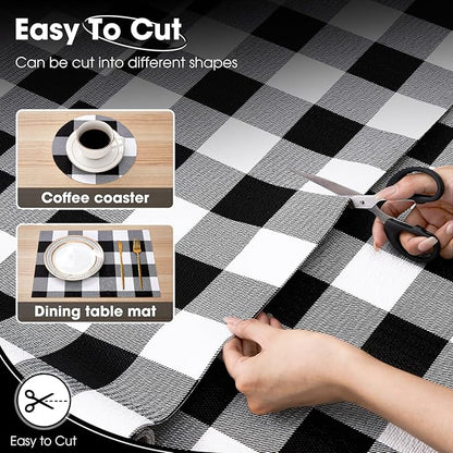 Drawer and Shelf Liner, Non-Slip Kitchen Cabinet Liners Non-Adhesive Thick Strong Grip Waterproof Washable Mats Protect Dresser Shelves Cupboard Bathroom Cabinets, Buffalo Plaid, 12 in X 10 FT
