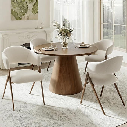COLAMY Dining Chairs Set of 4, Mid Century Modern Dining Room Kitchen Dinner Chairs with Iron Legs, Open Back and Padded Seat, for Living Room/Bedroom/Restaurant/Cafe, Beige