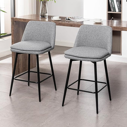 Modern Dining Chairs,Set of 2,Sturdy and Stylish,Simple Natural Design,Swivel Bar Stools with Back,Versatile Use in Kitchen Island Pub,Applicable to Front Porch,Garden,Patio,Reception Room,LIGHTGREY-