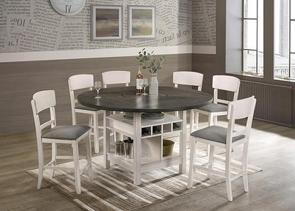 Set of 2 Creamy White Counter Height Dining Chairs with Upholstered Seats and Curve Back for Kitchen Island