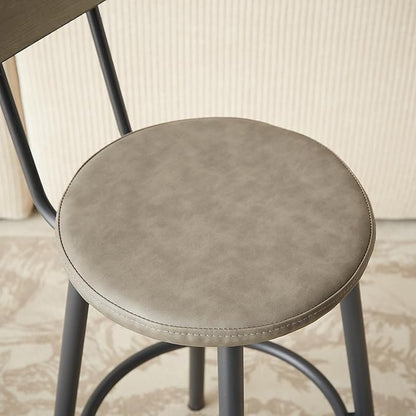 Long Bar Table Set with 3 PU Upholstered Bar Stools, Industrial Bar Table and Chairs for Kitchen Breakfast Table, Living Room, Banquet Hall, Rustic Gray and Black, 63″L x15.7"W x 37.5"H (Grey)
