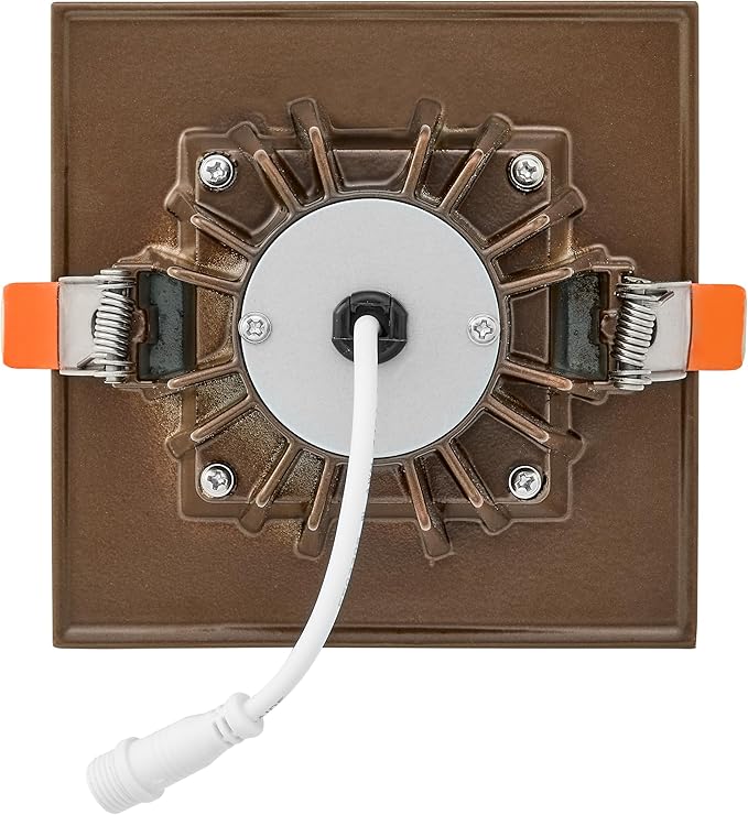 Maxxima 4 in. Ultra-Thin Recessed Anti-Glare LED Downlight, Canless IC Rated, 5 Color Temperature Selectable 2700K/3000K/3500K/4000K/5000K, Dimmable Square Bronze Trim, 90 CRI