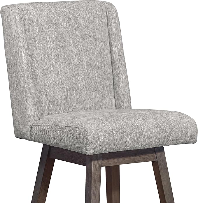 Armen Living Stancoste Modern Farmhouse 26" Seat Height Swivel Bar Stool for Kitchen Island Counter in Gray Oak Wood with Mocha Fabric