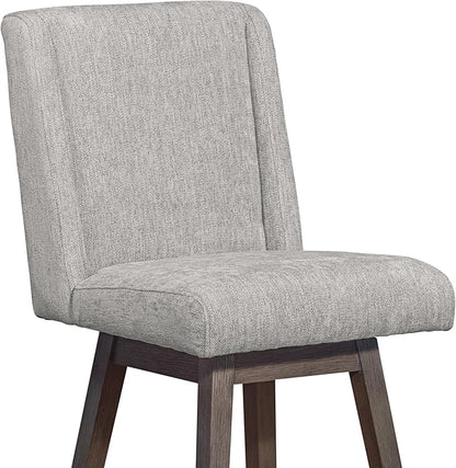 Armen Living Stancoste Modern Farmhouse 26" Seat Height Swivel Bar Stool for Kitchen Island Counter in Gray Oak Wood with Mocha Fabric