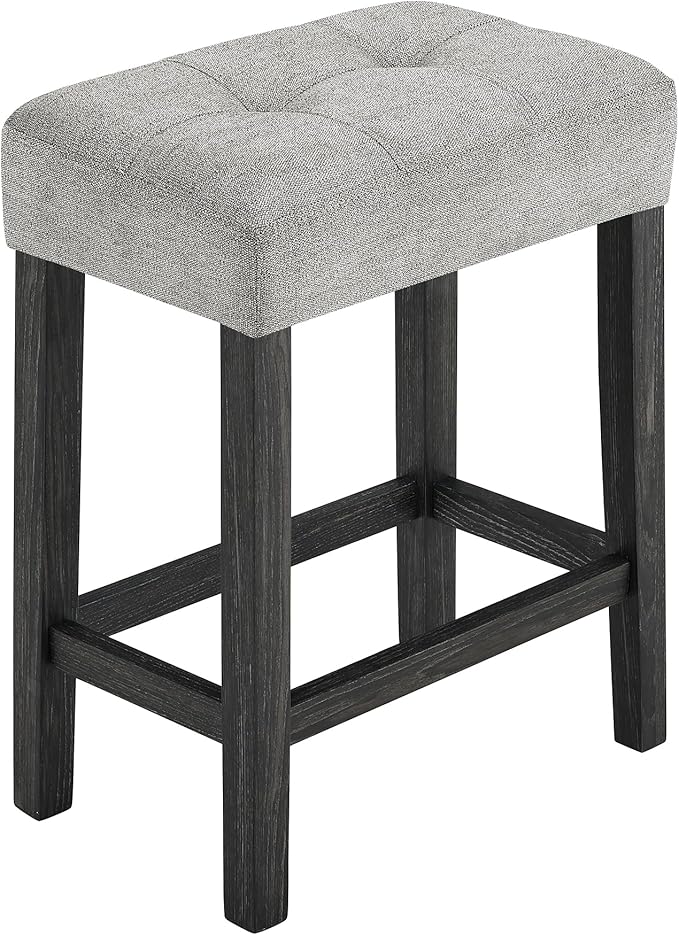 Ball & Cast 4 Piece Industrial Wooden Kitchen Island Table Chairs Sets w/Charging Station, 3pcs Upholstered Backless Counter Stools & 59" Bar-Table Built-in Electrical Outlets and 2 USB Ports,Black