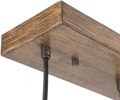 KSANA 5-Light Kitchen Island Lighting, Farmhouse Linear Chandelier with Seeded Glass Shade, Rustic Faux Wood Dining Room Light Fixture Over Table